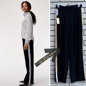 Babaton Sadiki Black High Rise Wide Leg Pant with Side Stripes Size 4
